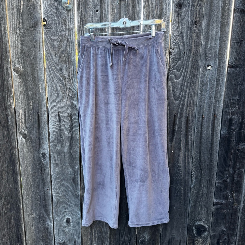 House of Harlow Soft Velour Wide Leg Velour Lounge Pants Size Small Purple Grey